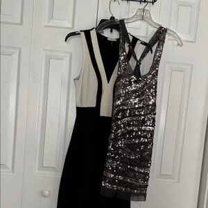 3 dresses 1price Silver Sequin 1 black 1 black & white dress